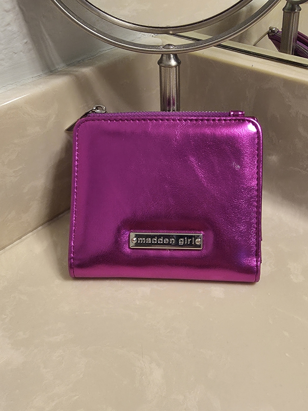 Madden Girl Metallic Magenta Zip Wallet